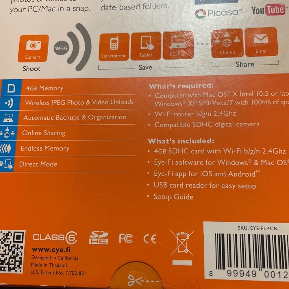 Eye-fi wireless memory card 4gb
